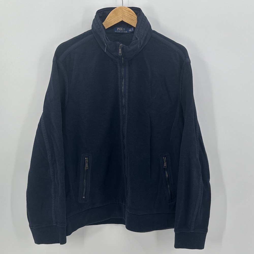 Polo Ralph Lauren Mens Jacket 2XL Soft Shell Full Zip‎ Compact Hidden Hood Navy